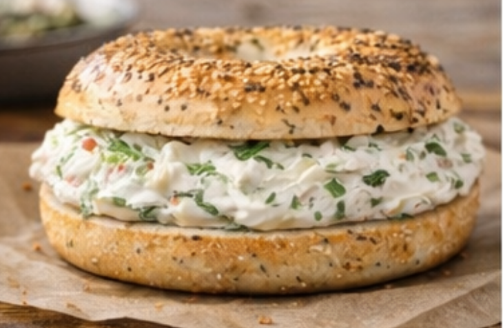 Vegetable Cream Cheese Bagel